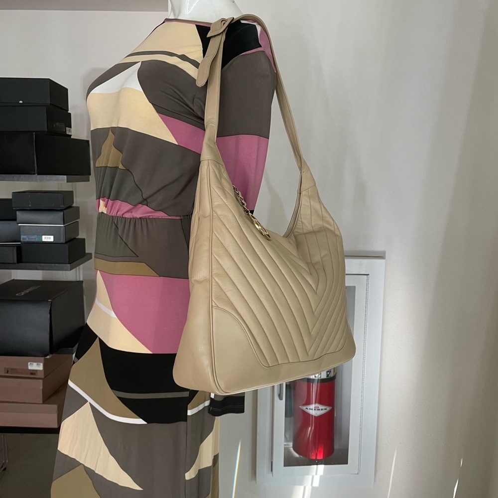 CHANEL Tan Quilted Shoulder Bag